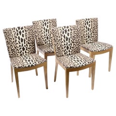 Set of 4 Karl Springer Goatskin Jmf Chairs W Cheetah Seats