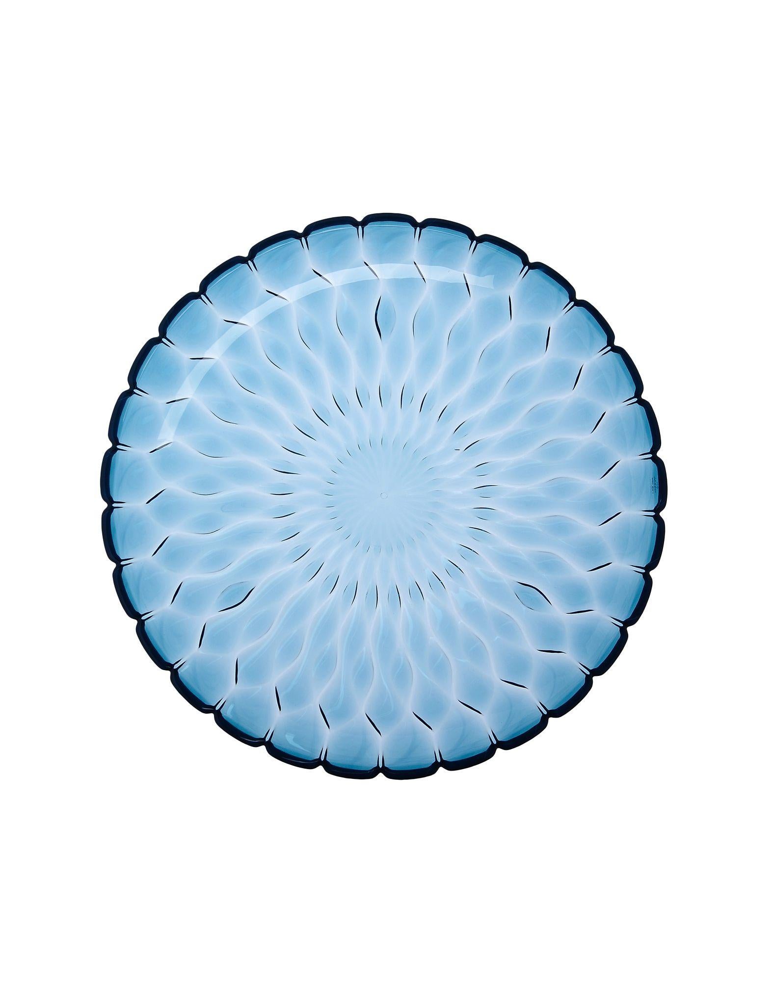 Modern Set of 4 Kartell Jellies Round Trays in Light Blue by Patricia Urquiola For Sale