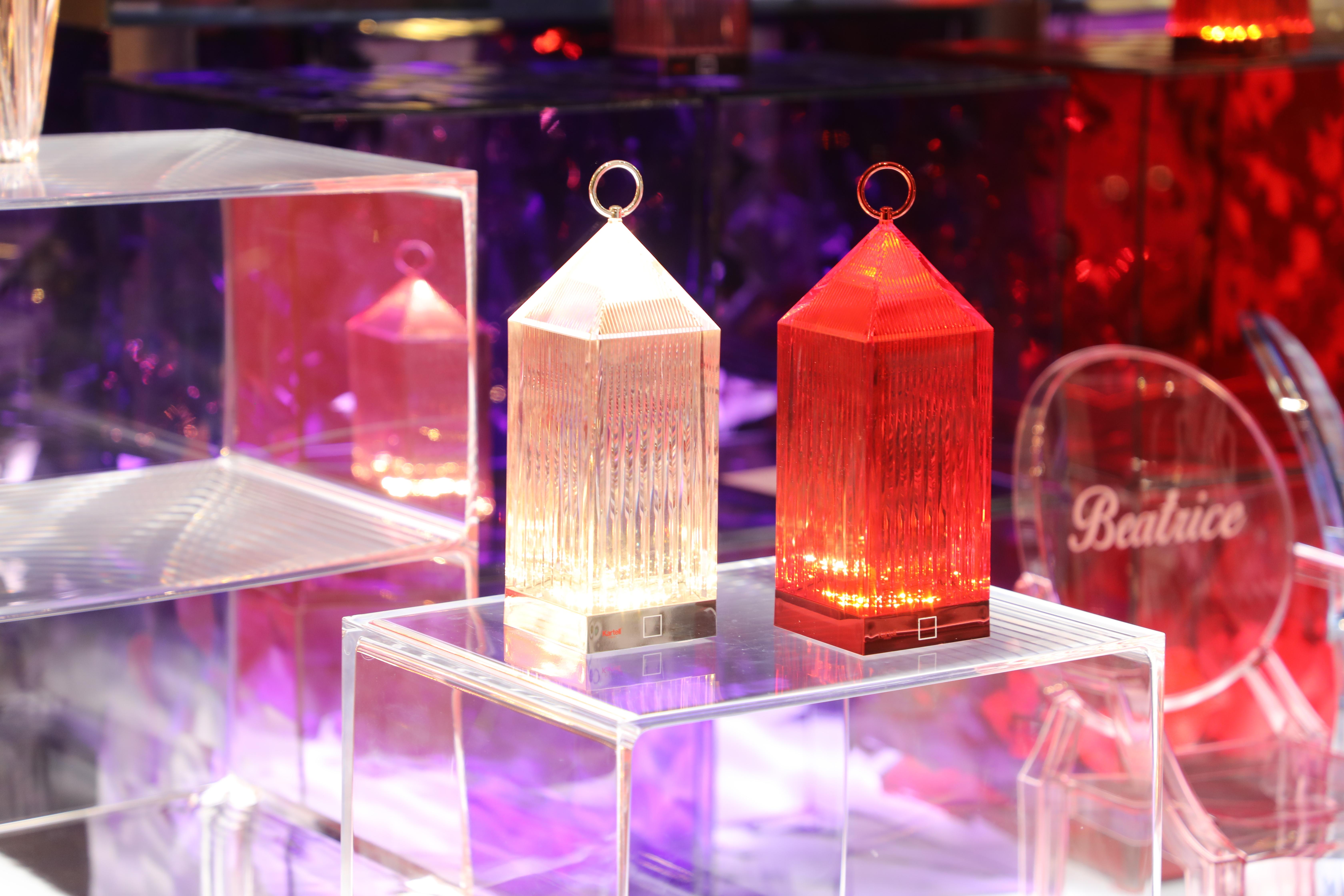 Set von 4 Kartell-Laternen-Tischlampen in Rot von Fabio Novembre (Kunststoff) im Angebot