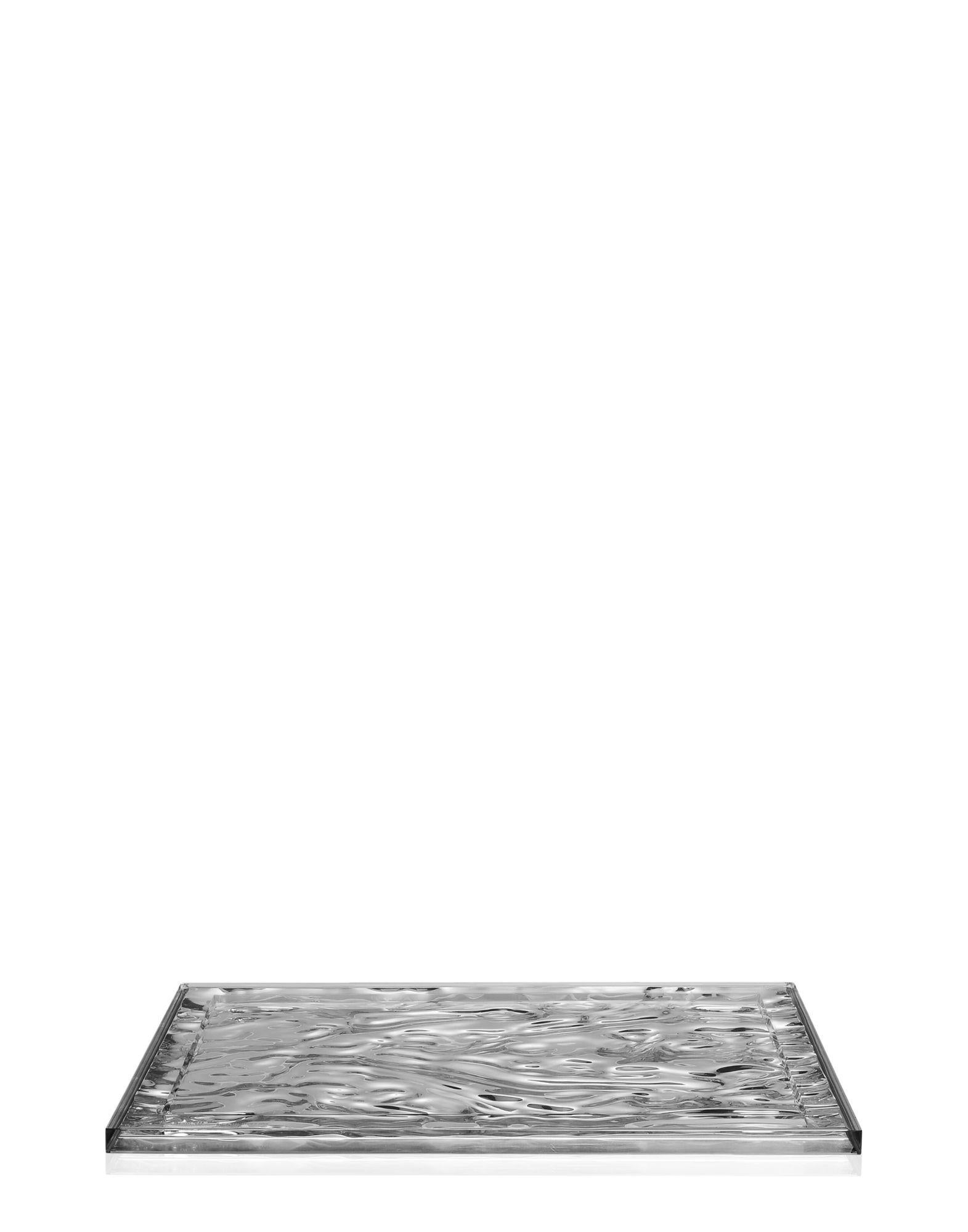 Set von 4 großen Kartell-Tabletts in Chrom mit dunklem Ahornmotiv von Mario Bellini (Italienisch) im Angebot