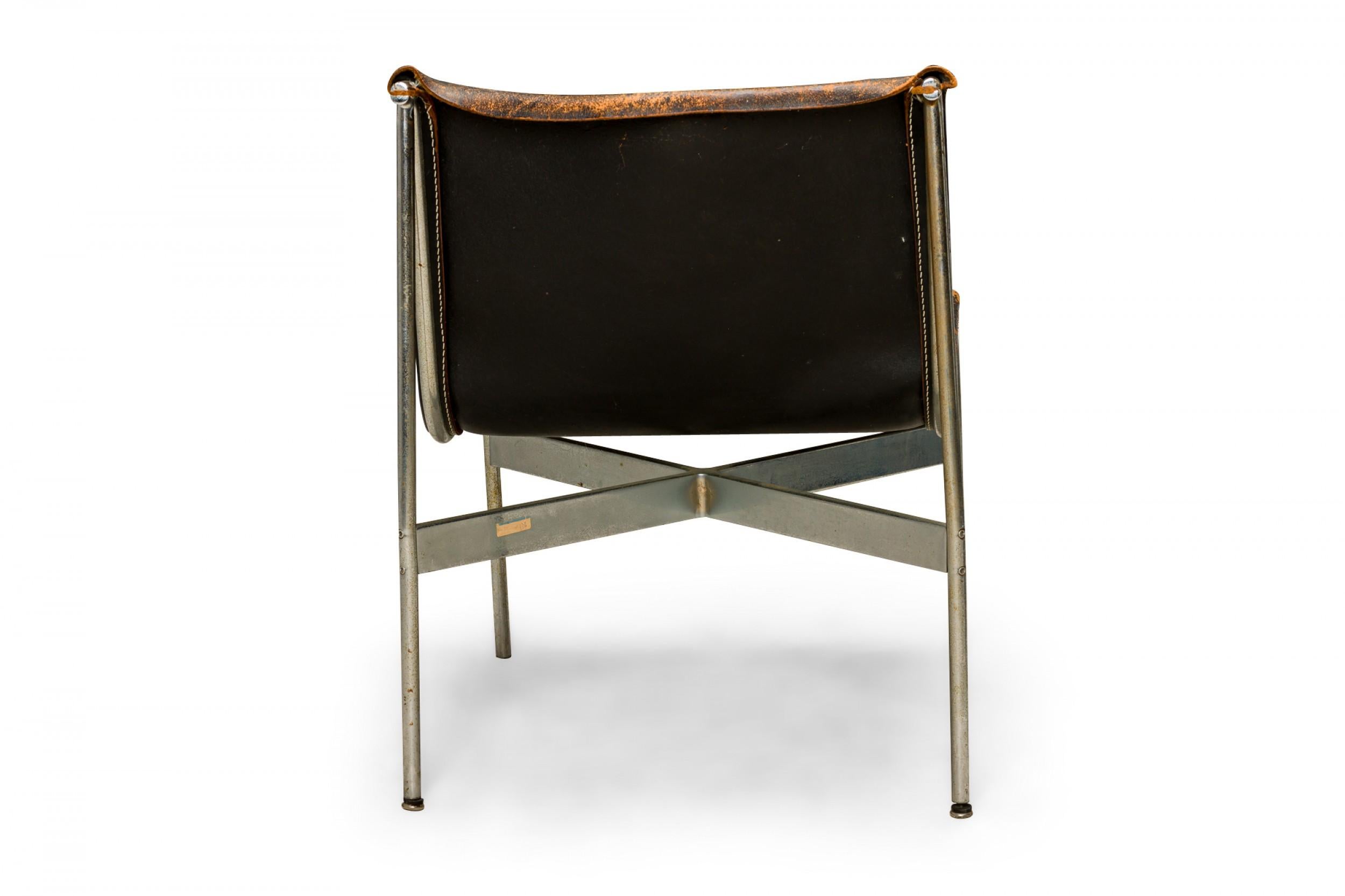 20th Century Set of 4 Katavolos, Littell & Kelley for Laverne Leather Sling Lounge Chairs For Sale