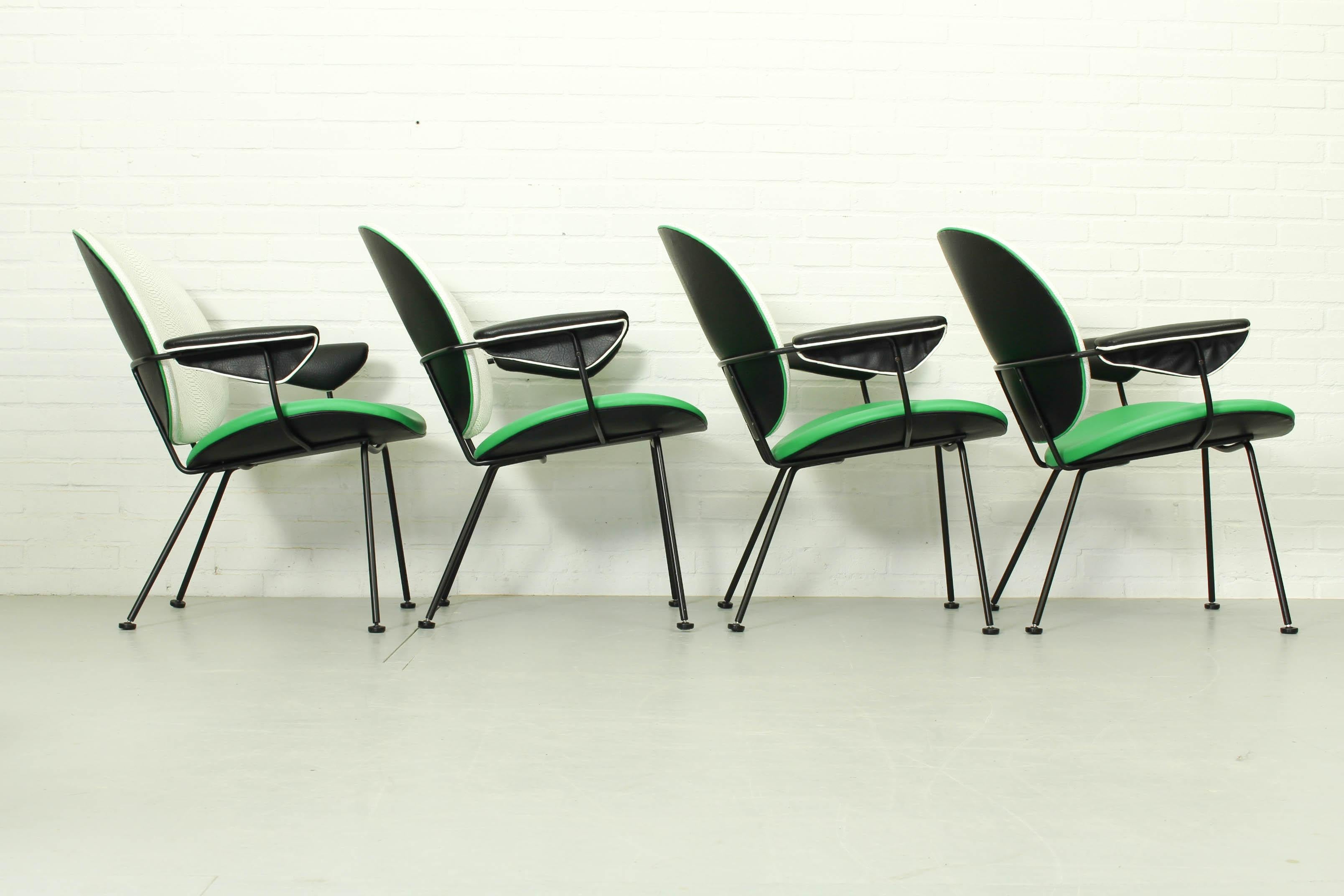20th Century Set of 4 Kembo Chairs by W.H. Gispen for Kembo For Sale