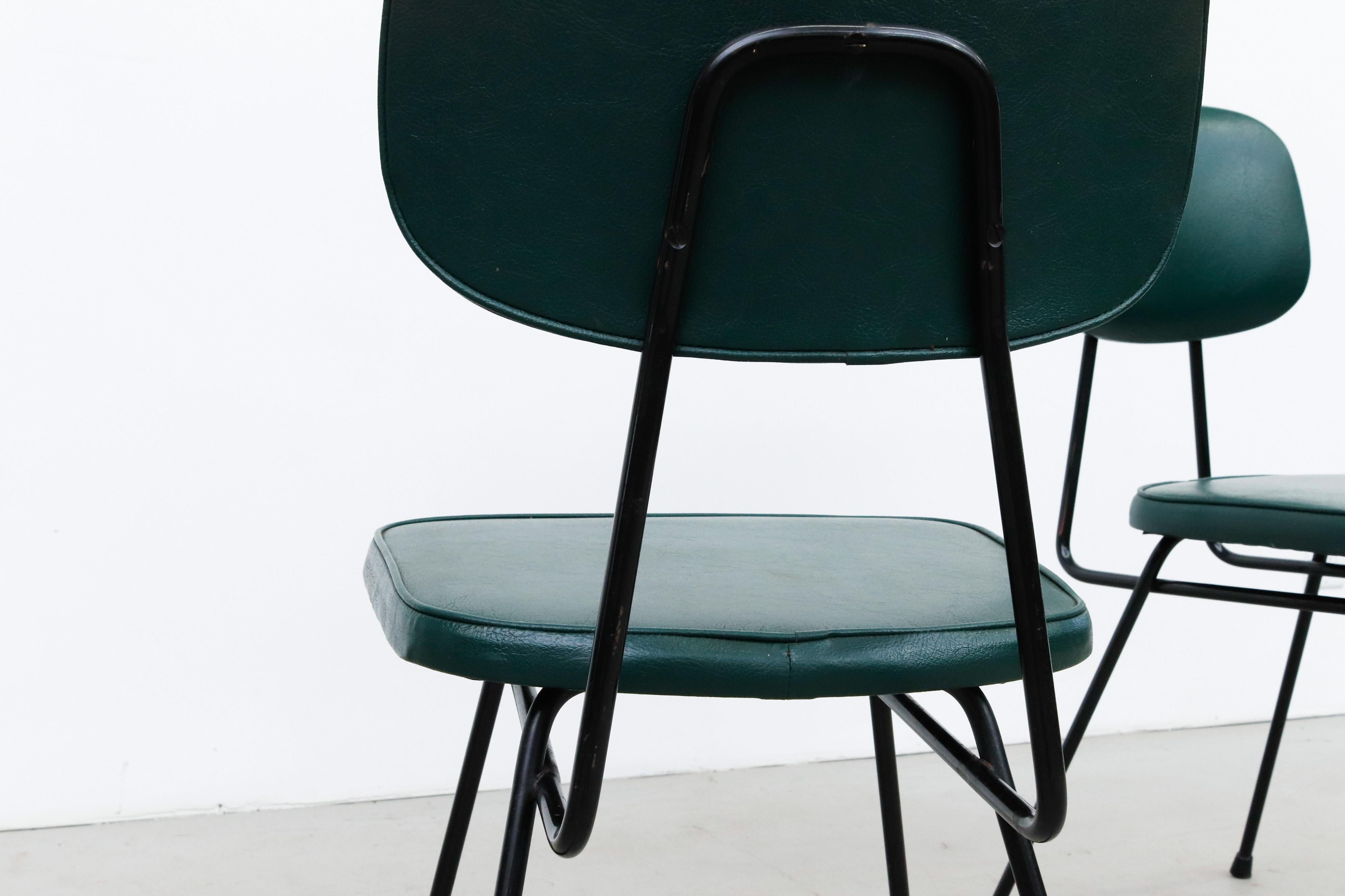Set of 4 Kembo/Gijs van der Sluis Green Dining Chairs, 1950's 2