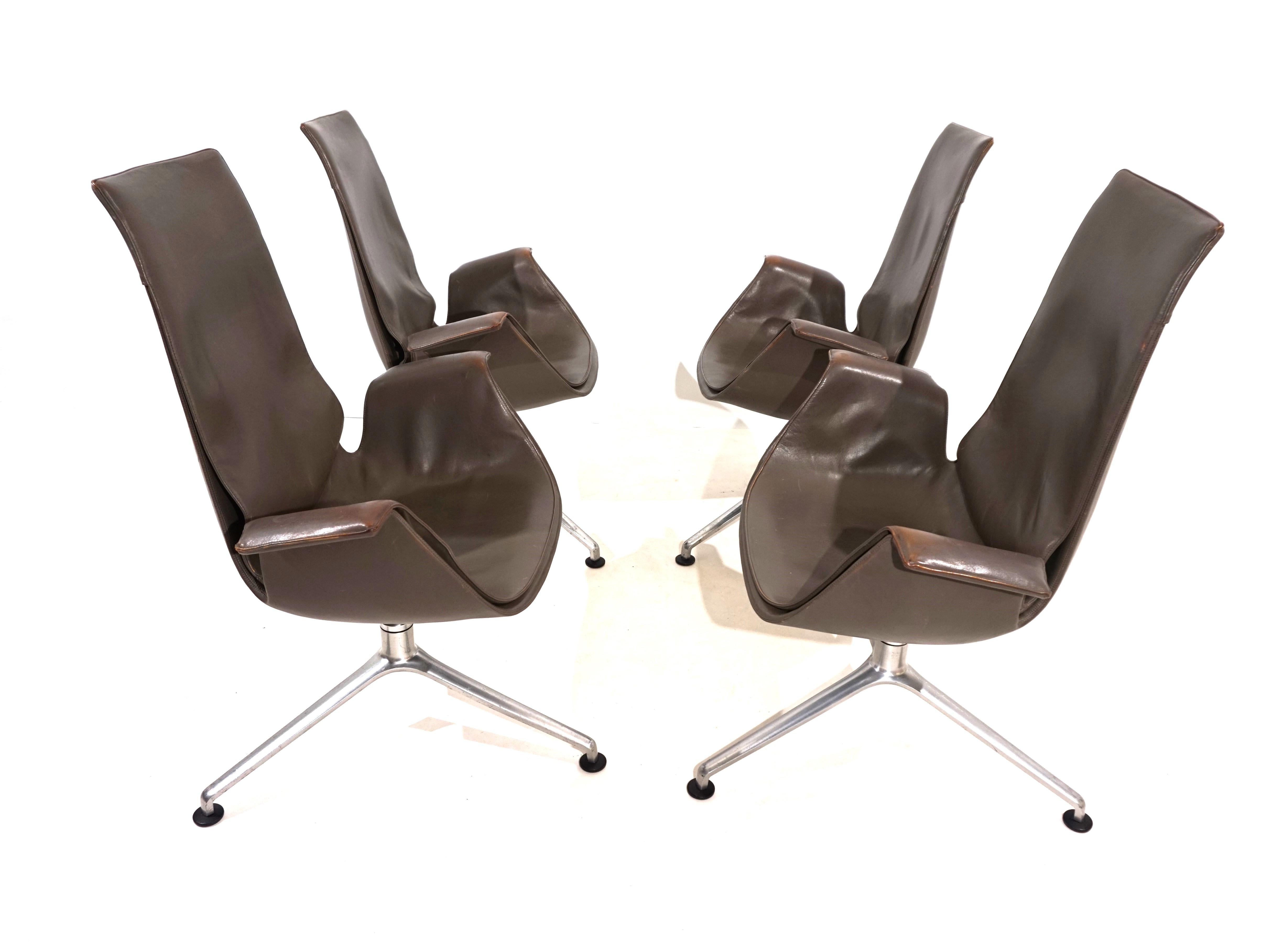 Set of 4 Kill International FK6725 leather chairs by Fabricius & Kastholm For Sale 11