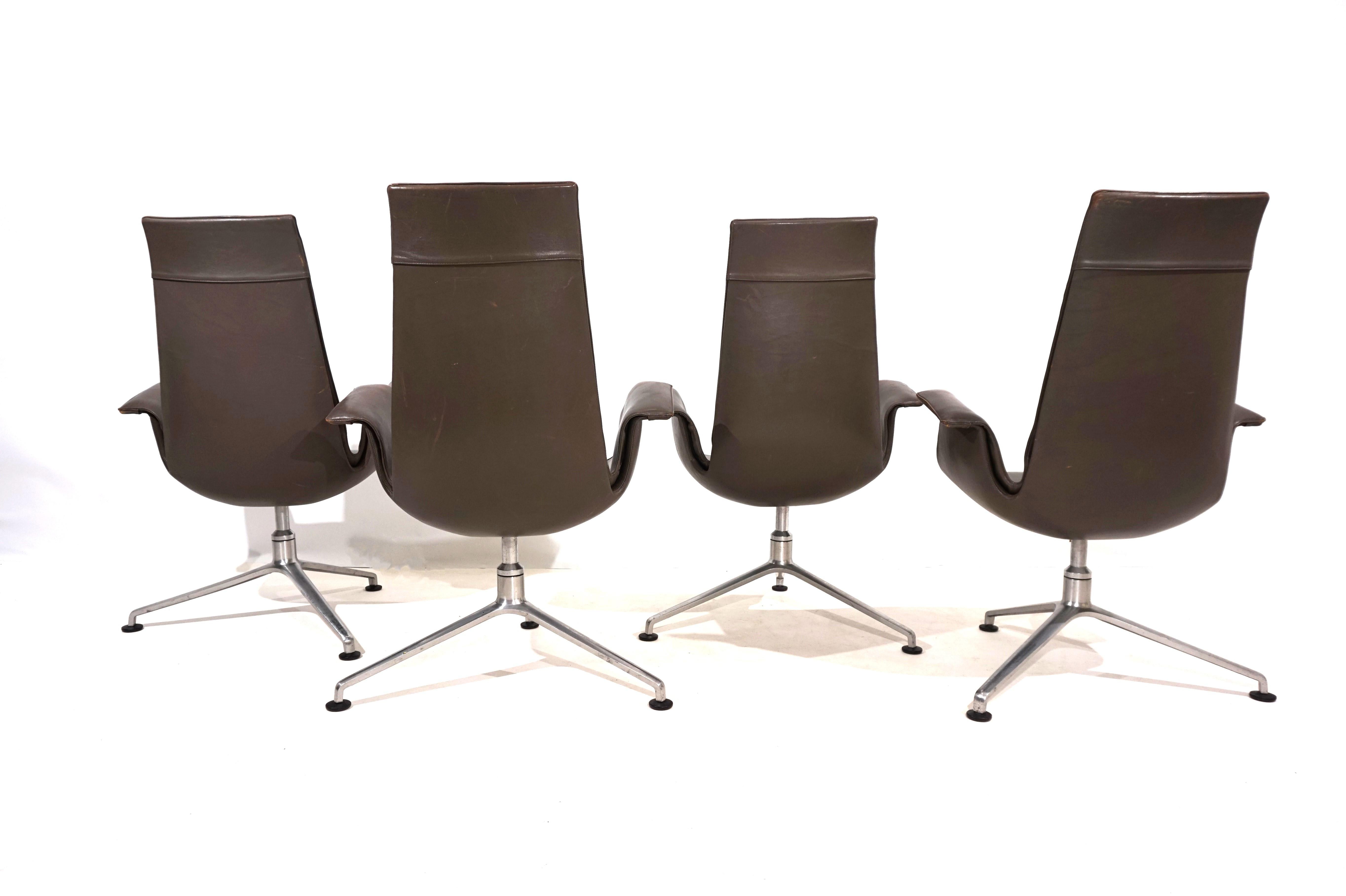 German Set of 4 Kill International FK6725 leather chairs by Fabricius & Kastholm For Sale