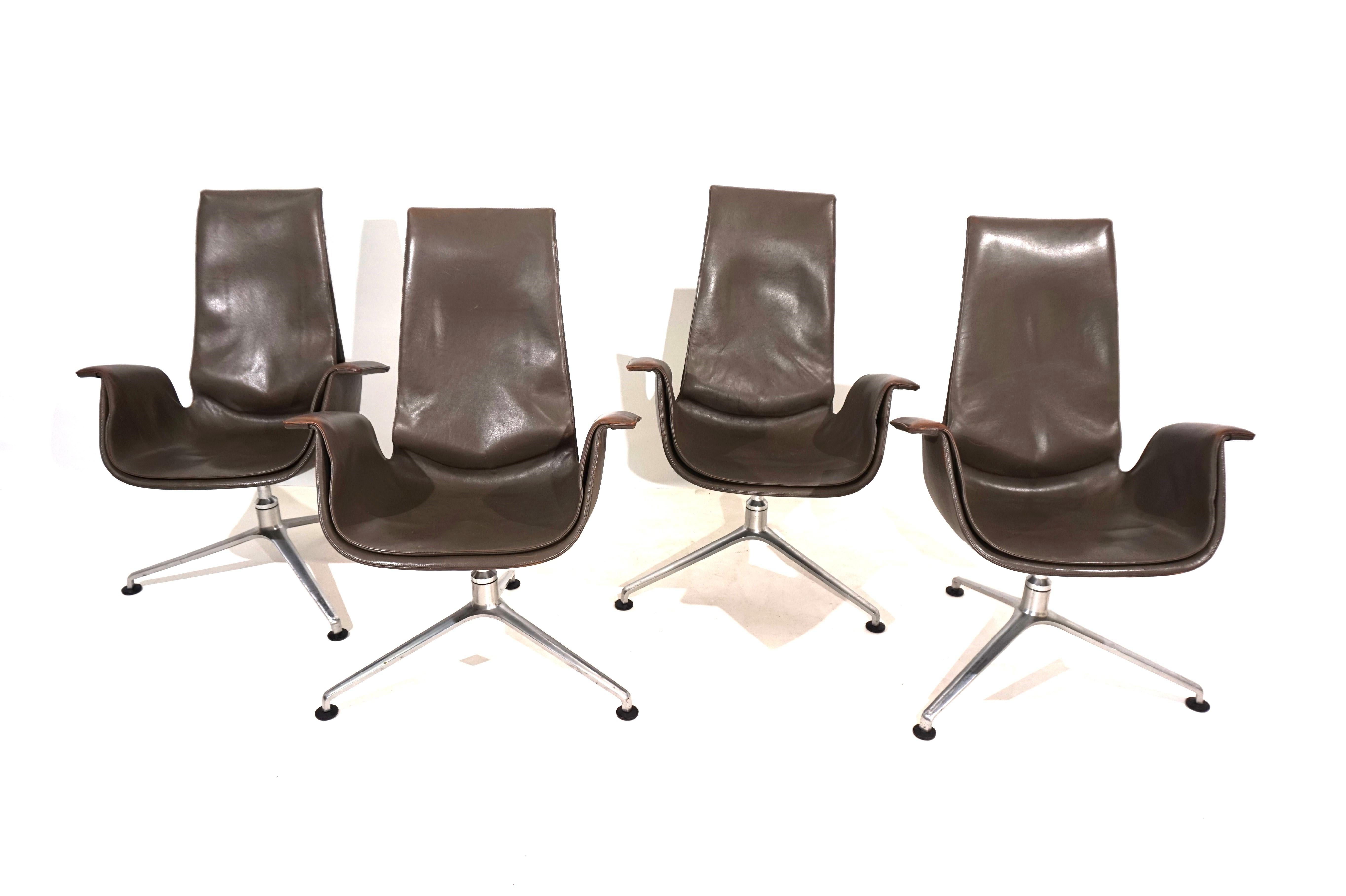 Set of 4 Kill International FK6725 leather chairs by Fabricius & Kastholm In Good Condition For Sale In Ludwigslust, DE