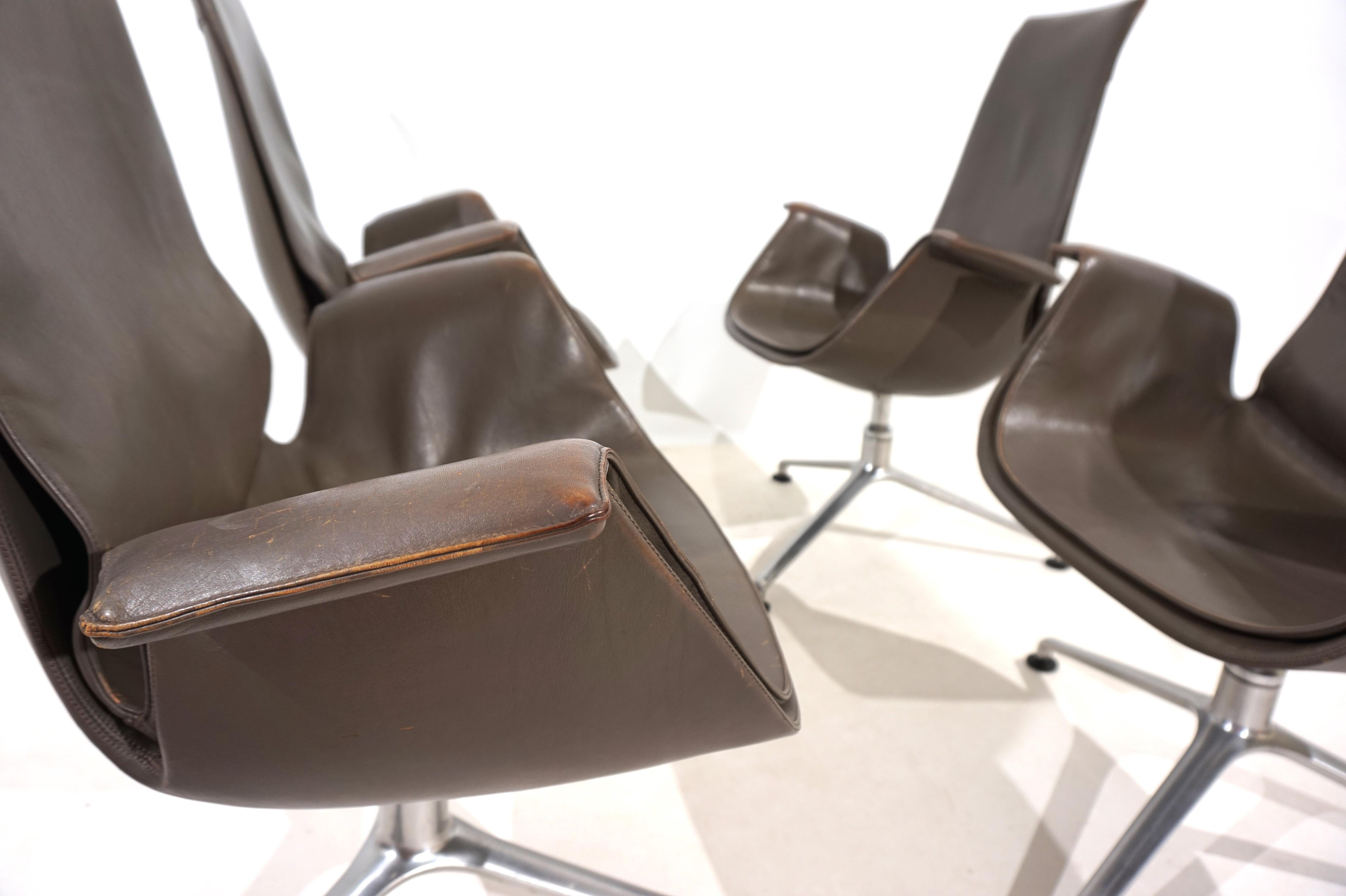 Milieu du XXe siècle Ensemble de 4 chaises en cuir Kill International FK6725 de Fabricius & Kastholm en vente
