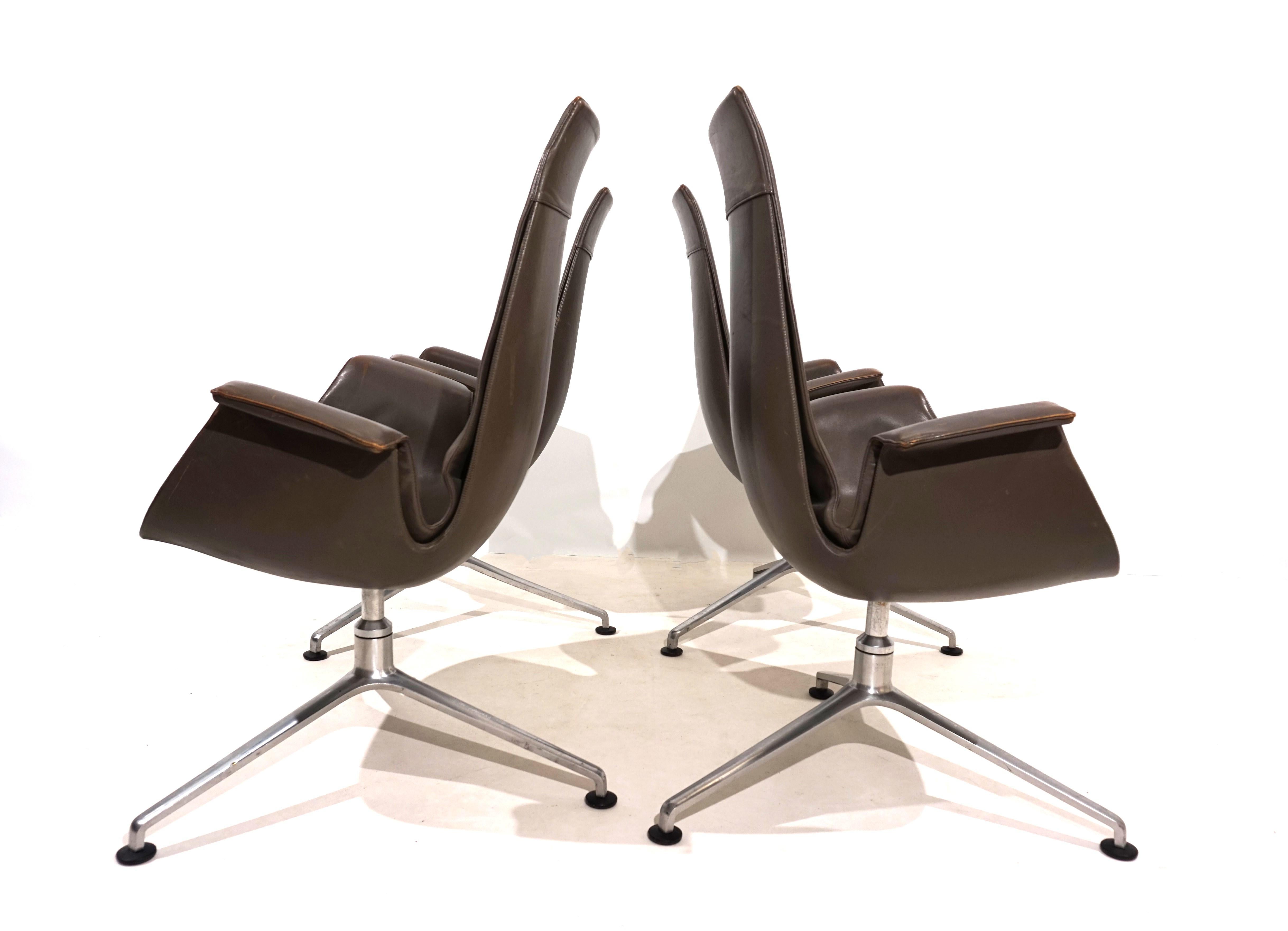 Leather Set of 4 Kill International FK6725 leather chairs by Fabricius & Kastholm For Sale