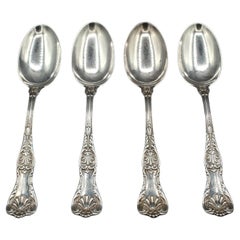 Set of 4 "King George" Pattern Sterling Silver Serving or Table Spoons by Gorham