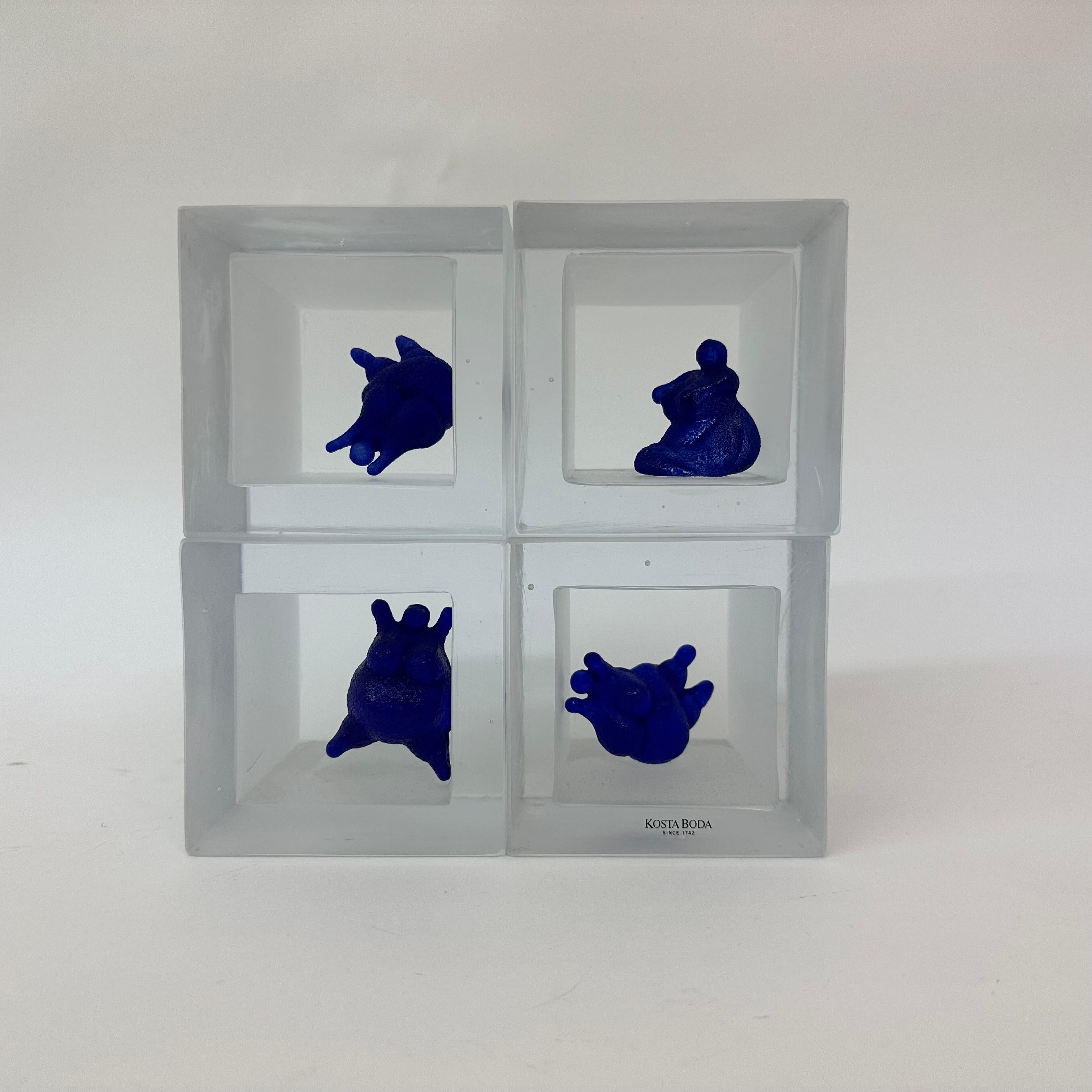 Glass Set of 4 Kjell Engman for Kosta Boda ‘Snapshot’ Sculpture For Sale