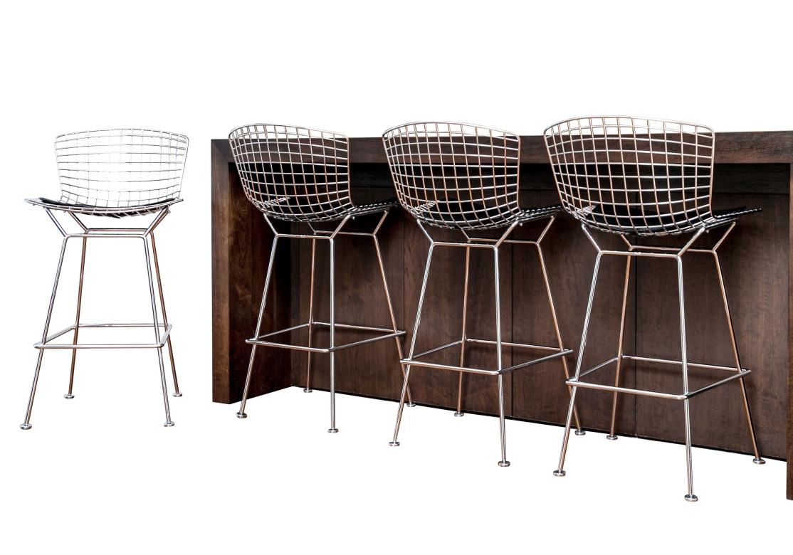 Set Of 4 Knoll Bertoia Polished Chrome Bar Stools For Sale 9