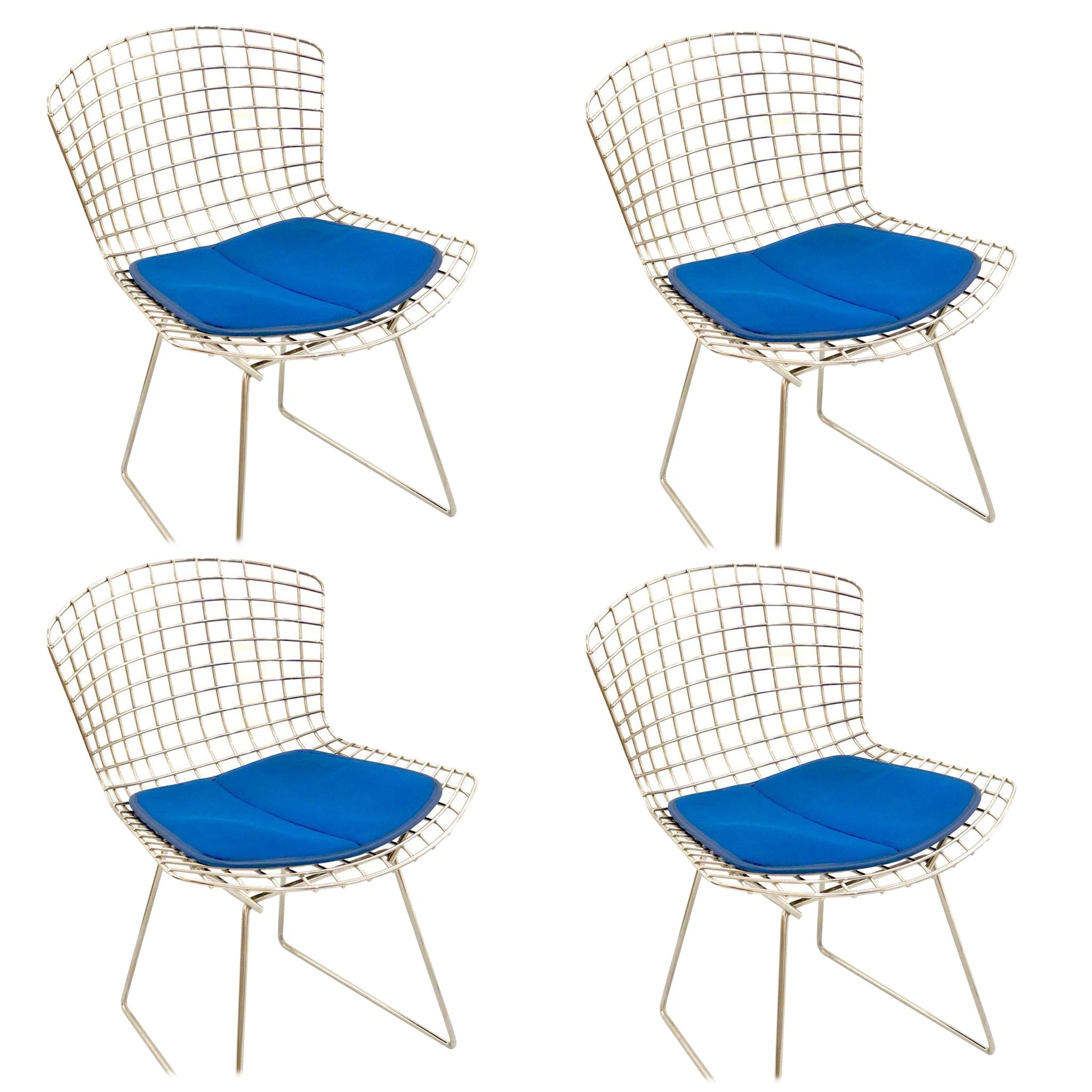 Set of 4 Knoll Chrome Harry Bertoia Chairs for Knoll