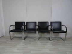 Set of 4 Knoll Studio Brno Chairs by Mies van der Rohe in Black Vinyl
