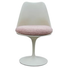 Set di 4 sedie Knoll Tulip con sedute rivestite in stile shearling rosa chiaro