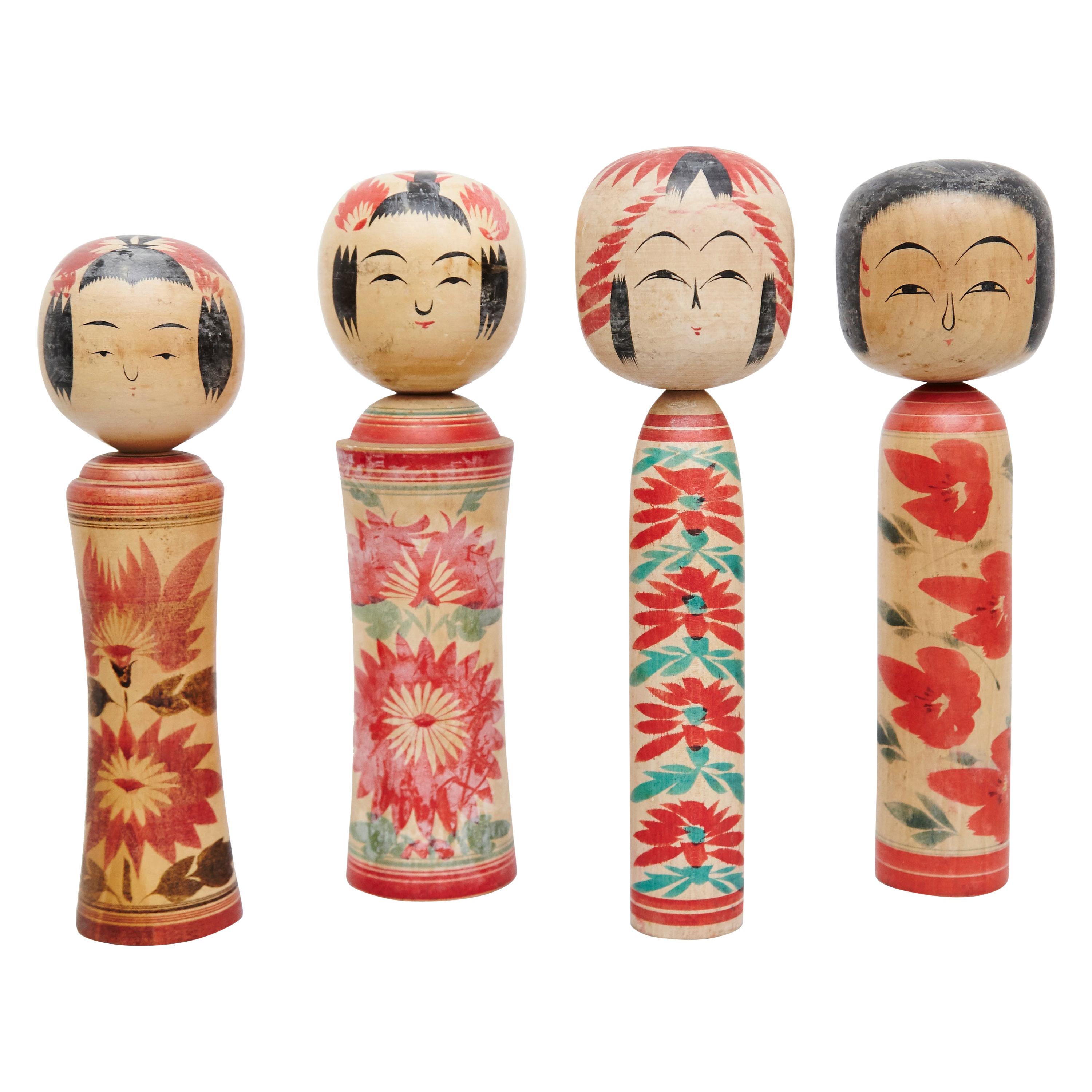Set of 4 "Kokeshi" Dolls For Sale at 1stDibs
