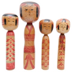 Antique Set of 4 "Kokeshi" Dolls