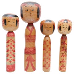 Set of 4 "Kokeshi" Dolls