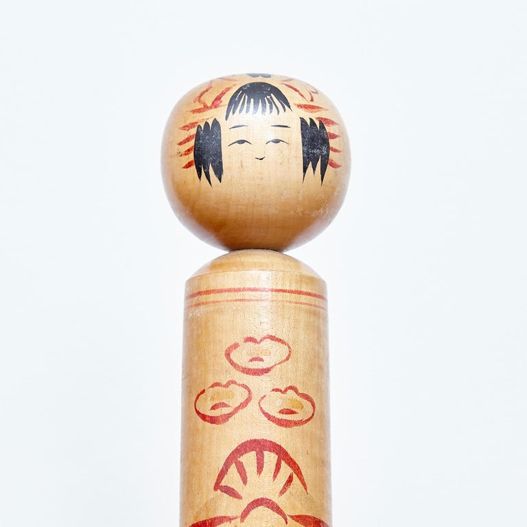 Set of 4 Kokeshi Japanese Wood Hand Painted Doll For Sale at 1stDibs