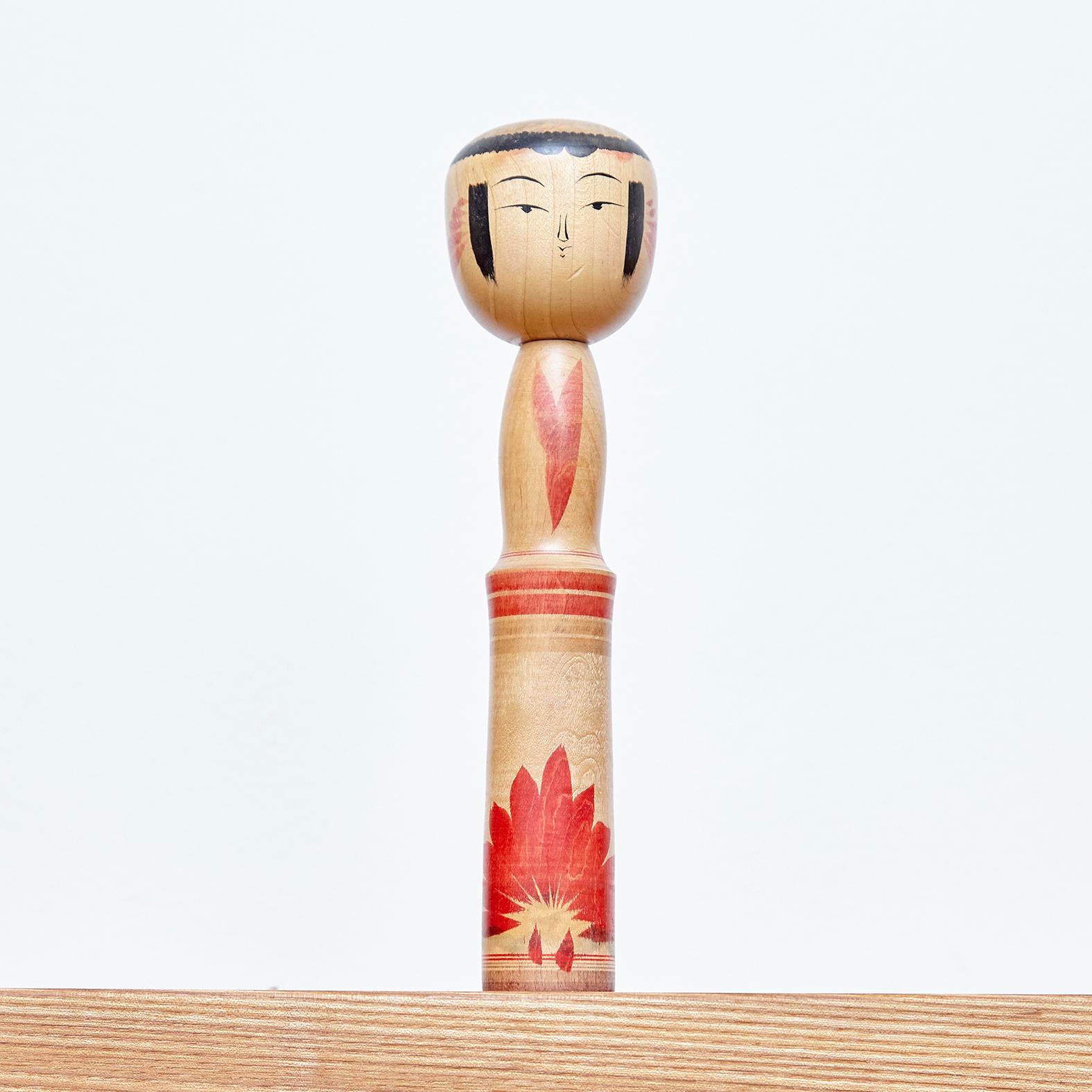 Set of 4 Kokeshi Japanese Wood Hand Painted Doll 7