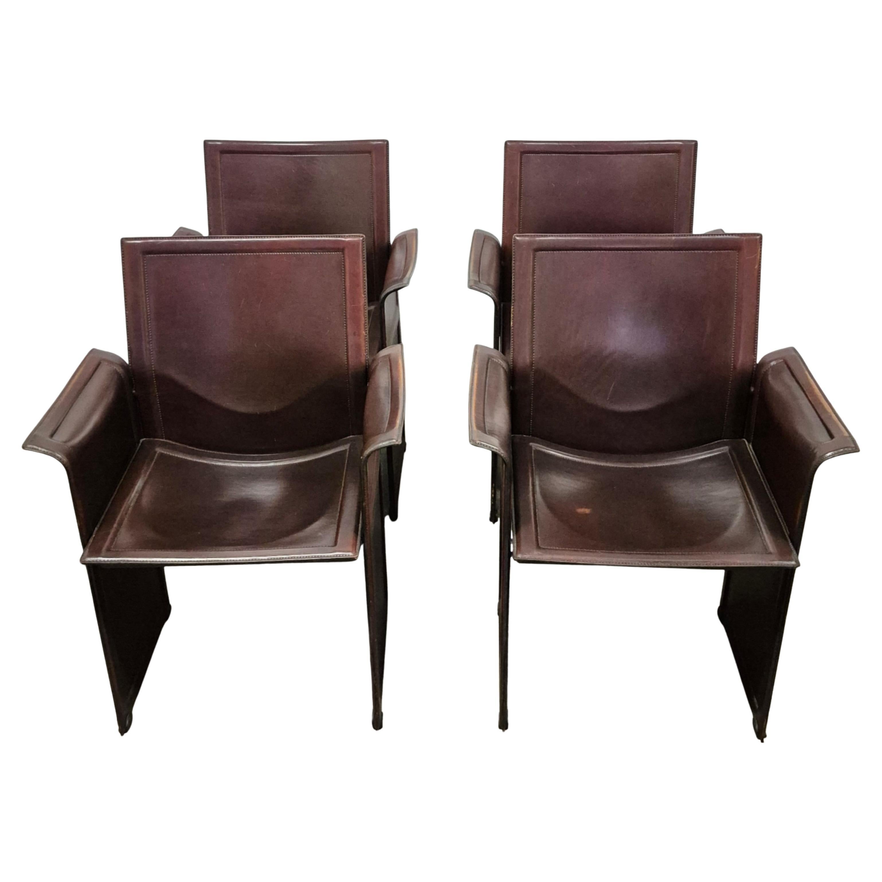 Set of 4 Korium armchairs by Tito Agnoli for Matteo Grassi, Italy 1980s