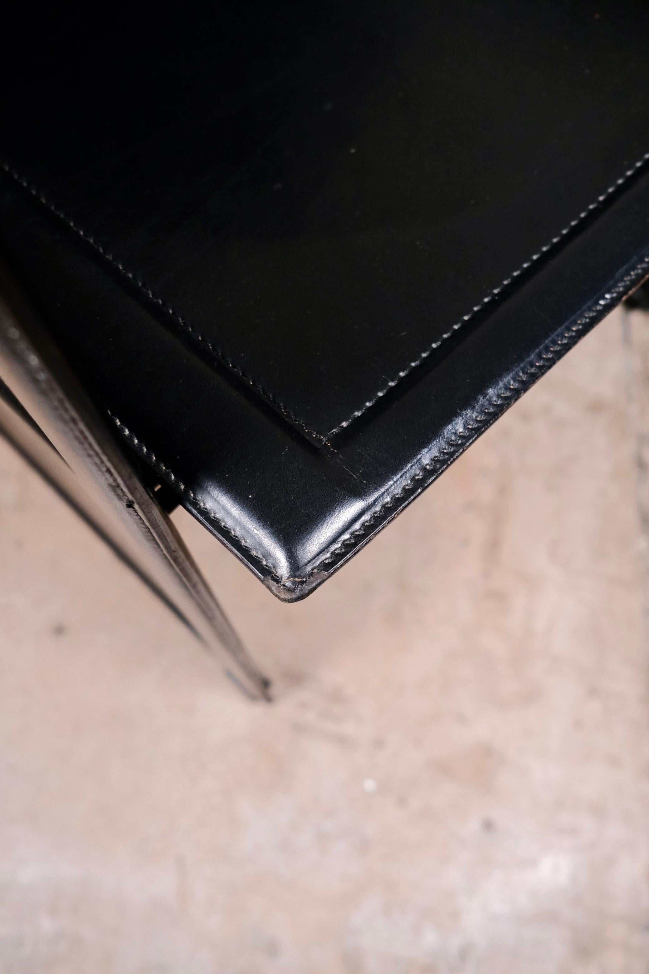 Set di 4 sedie Korium in pelle nera, Tito Agnoli per Matteo Grassi, anni '80 in vendita 3