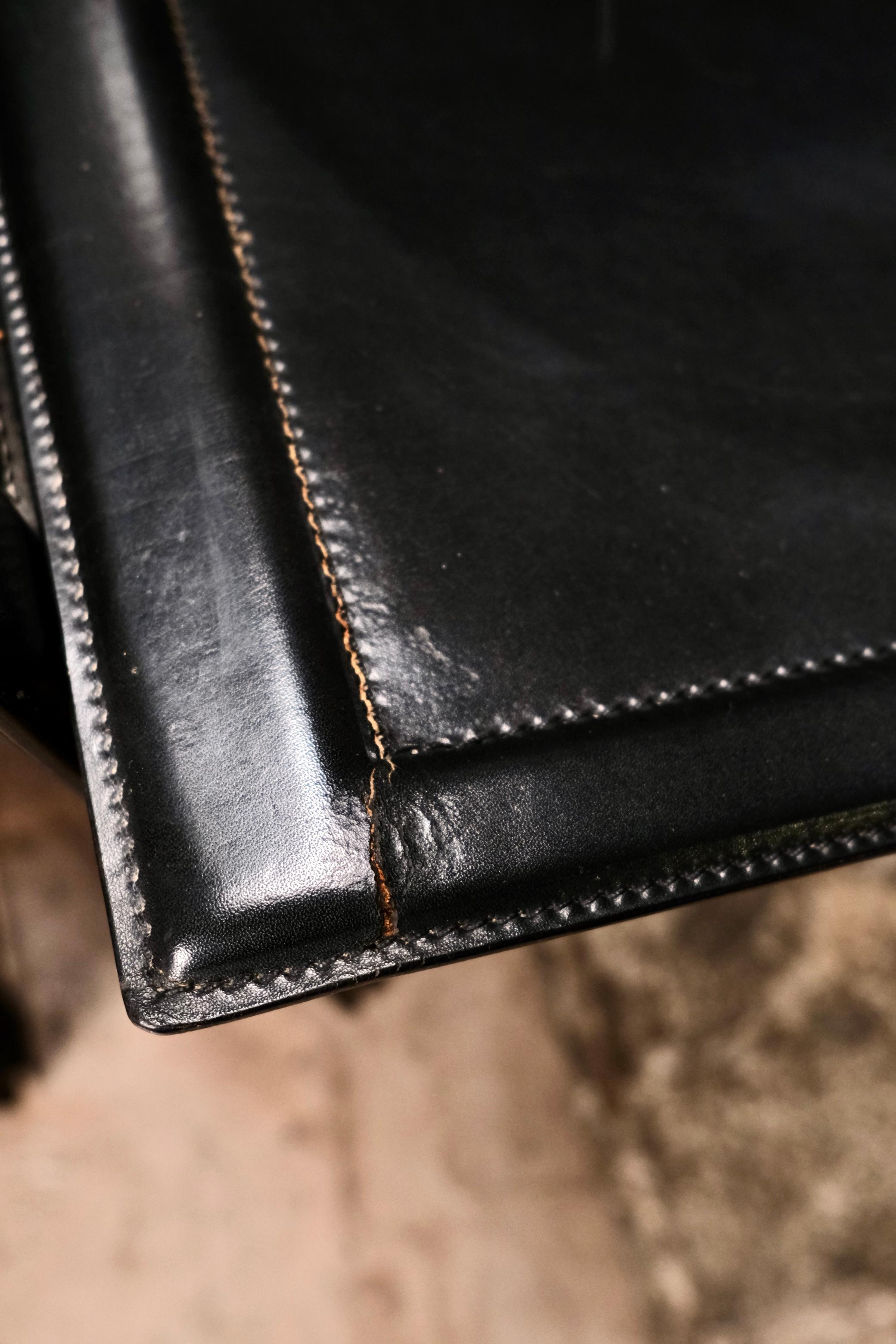 Set di 4 sedie Korium in pelle nera, Tito Agnoli per Matteo Grassi, anni '80 in vendita 10