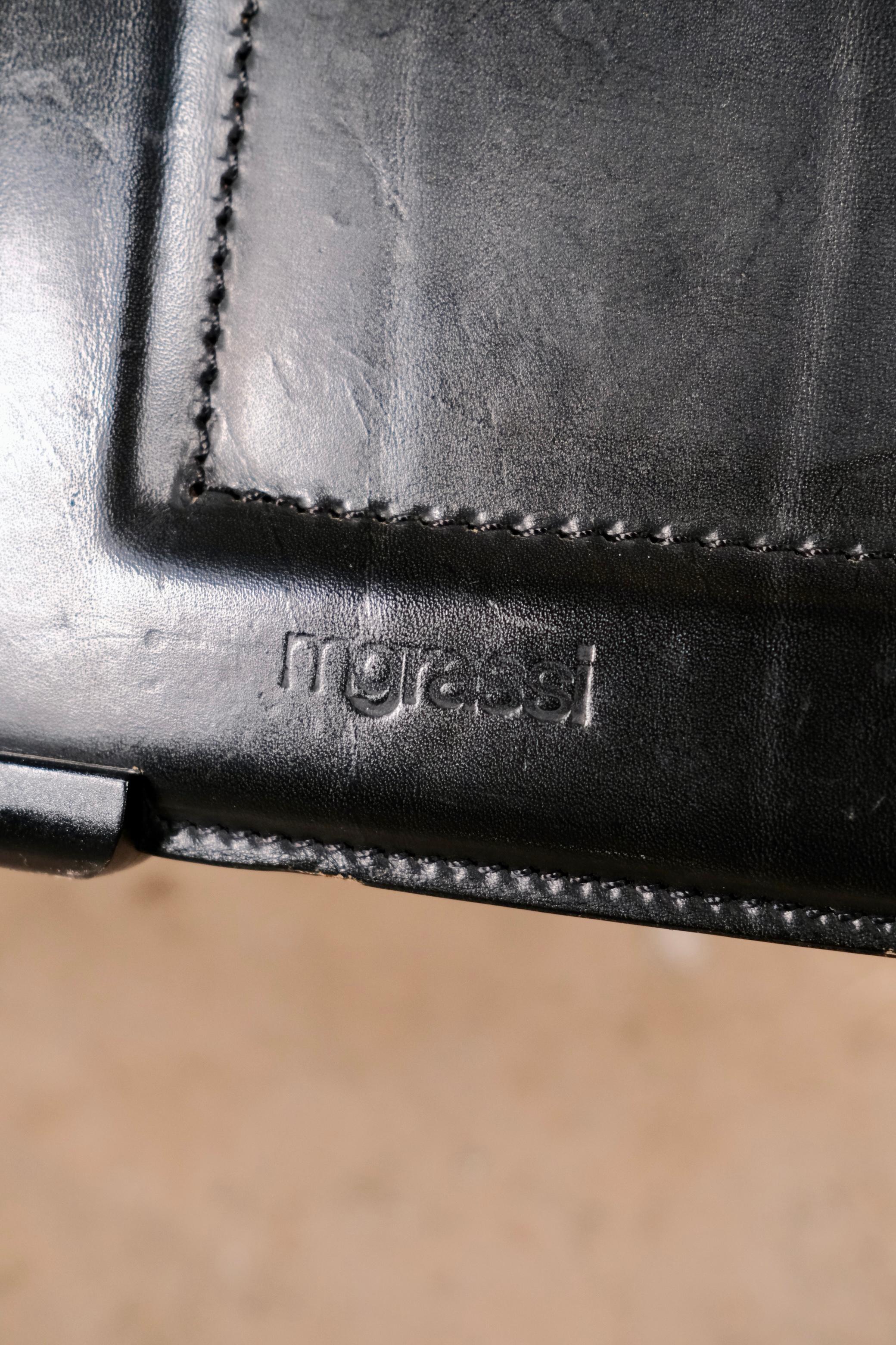 Set di 4 sedie Korium in pelle nera, Tito Agnoli per Matteo Grassi, anni '80 in vendita 12