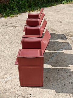 Set of 4 Korium Chairs in leather by Tito Agnoli for Matteo Grassi, Italy 1979