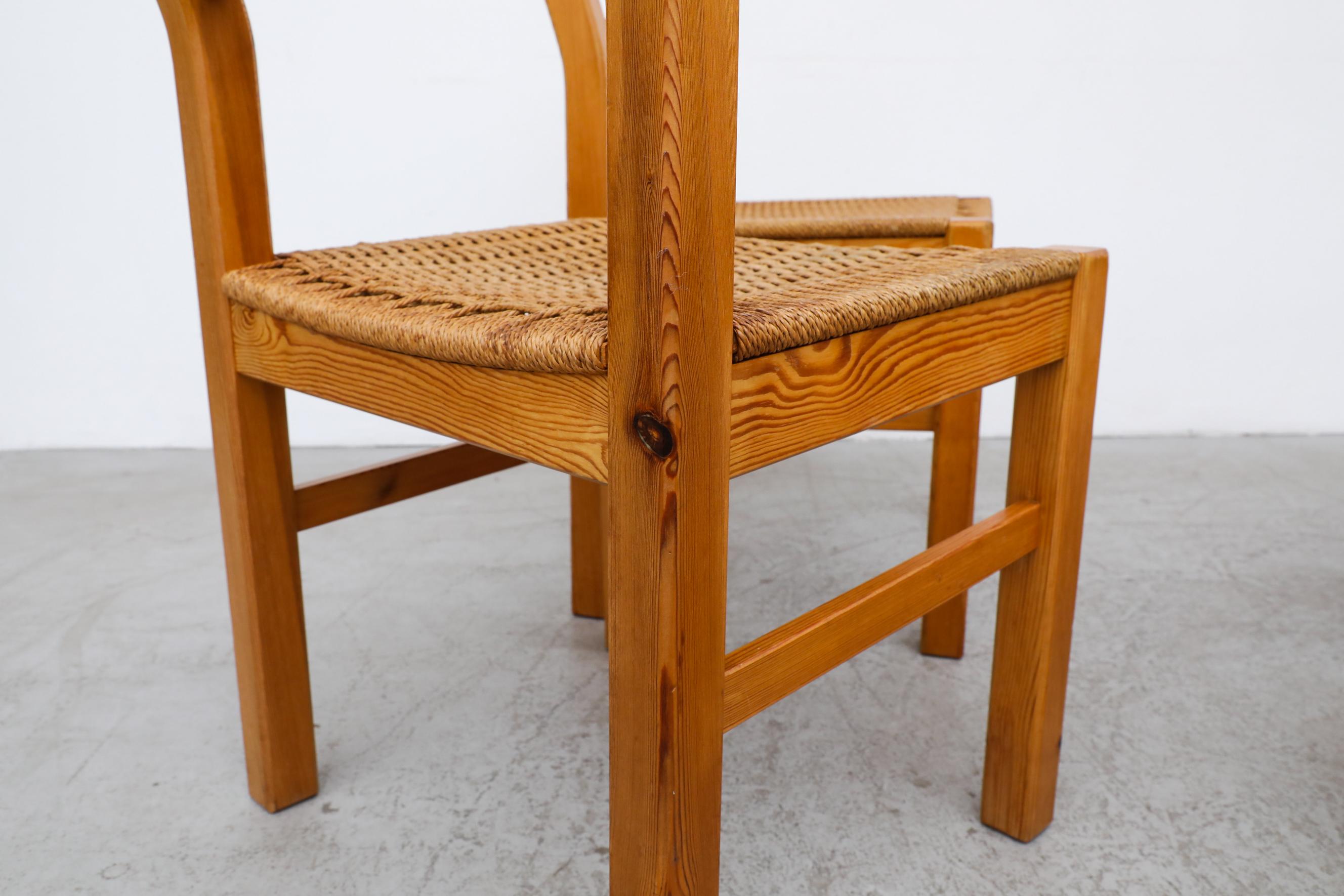 Set of 4 Korup Stolefabrik Pine and Woven Rope Dining Chairs 7