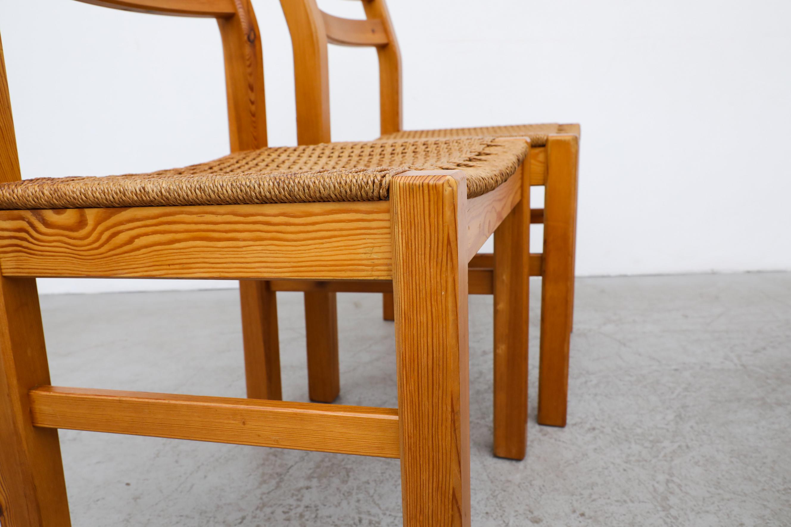 Set of 4 Korup Stolefabrik Pine and Woven Rope Dining Chairs 3