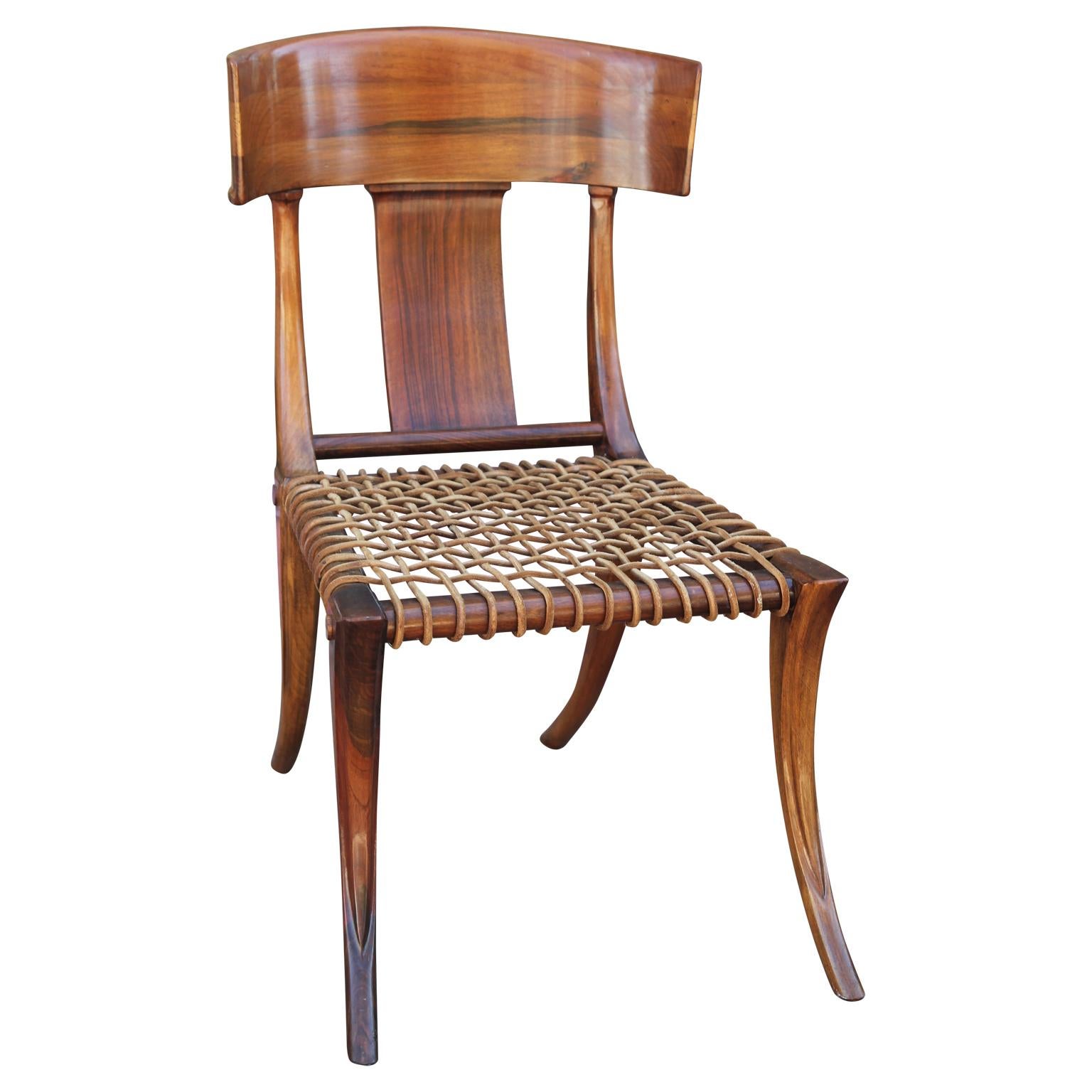 Modern Set of 4 Kreiss Klismos Bleached Wood Dining Chairs