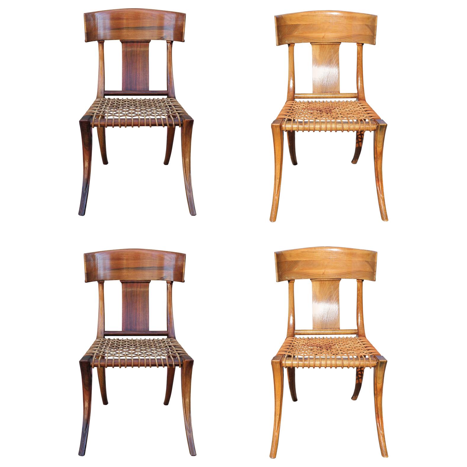 Set of 4 Kreiss Klismos Bleached Wood Dining Chairs