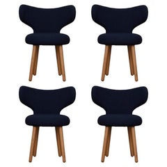 Set of 4 Dining WNG Chairs in Oak and KVADRAT/Hallingdal & Fiord by Mazo Design