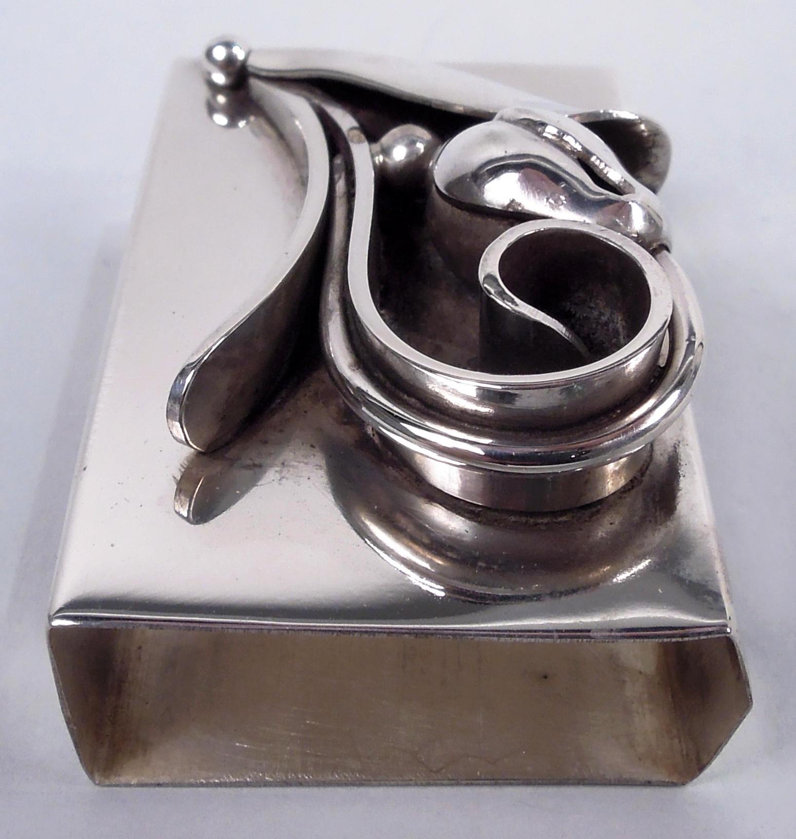 Mid-Century Modern Set of 4 La Paglia Midcentury Modern Sterling Silver Matchbox Holders