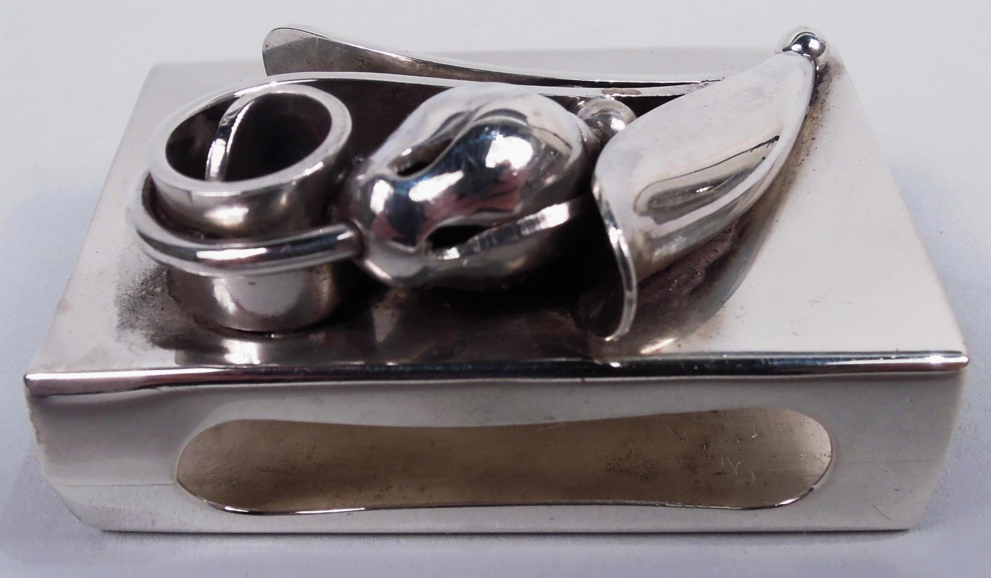 20th Century Set of 4 La Paglia Midcentury Modern Sterling Silver Matchbox Holders