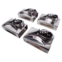 Set of 4 La Paglia Midcentury Modern Sterling Silver Matchbox Holders
