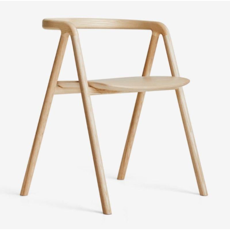 Set of 4, laakso dining chairs by made by choice with Saku Sysiö.
Dimensions: 56 x 50 x 69 cm
Materials: Solid Ash
Finishes: Natural ash / painted black

Also available in oak, upholstery category 1 (natural leather), upholstery category 2
