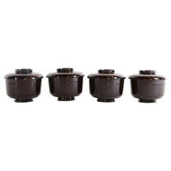 Set of 4 Lacquered Miso Soup Bowls