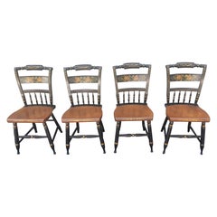 Set di 4 sedie da pranzo Lambert Hitchcock in acero ebanizzato e dorato