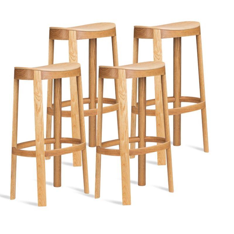 Set of 4, Lammi bar stool, 66 cm, natural ash by Made By Choice with Saku Sysiö
Dimensions: 47 x 38 x 66 cm
Materials: Oak
Standard finishes: Natural wood / painted black

Also available: Lammi bar stool tall (74cm) & Custom colors on