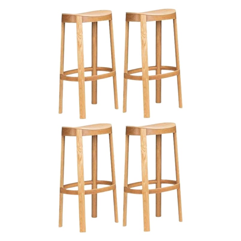 Ensemble de 4 tabourets de bar Lammi, frêne naturel, fabriqués par Choice