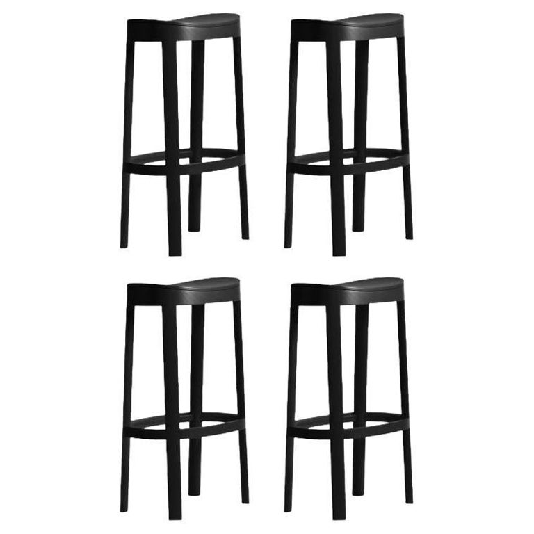 Set of 4, Lammi Bar Stools, Tall & Black by Made by Choice For Sale