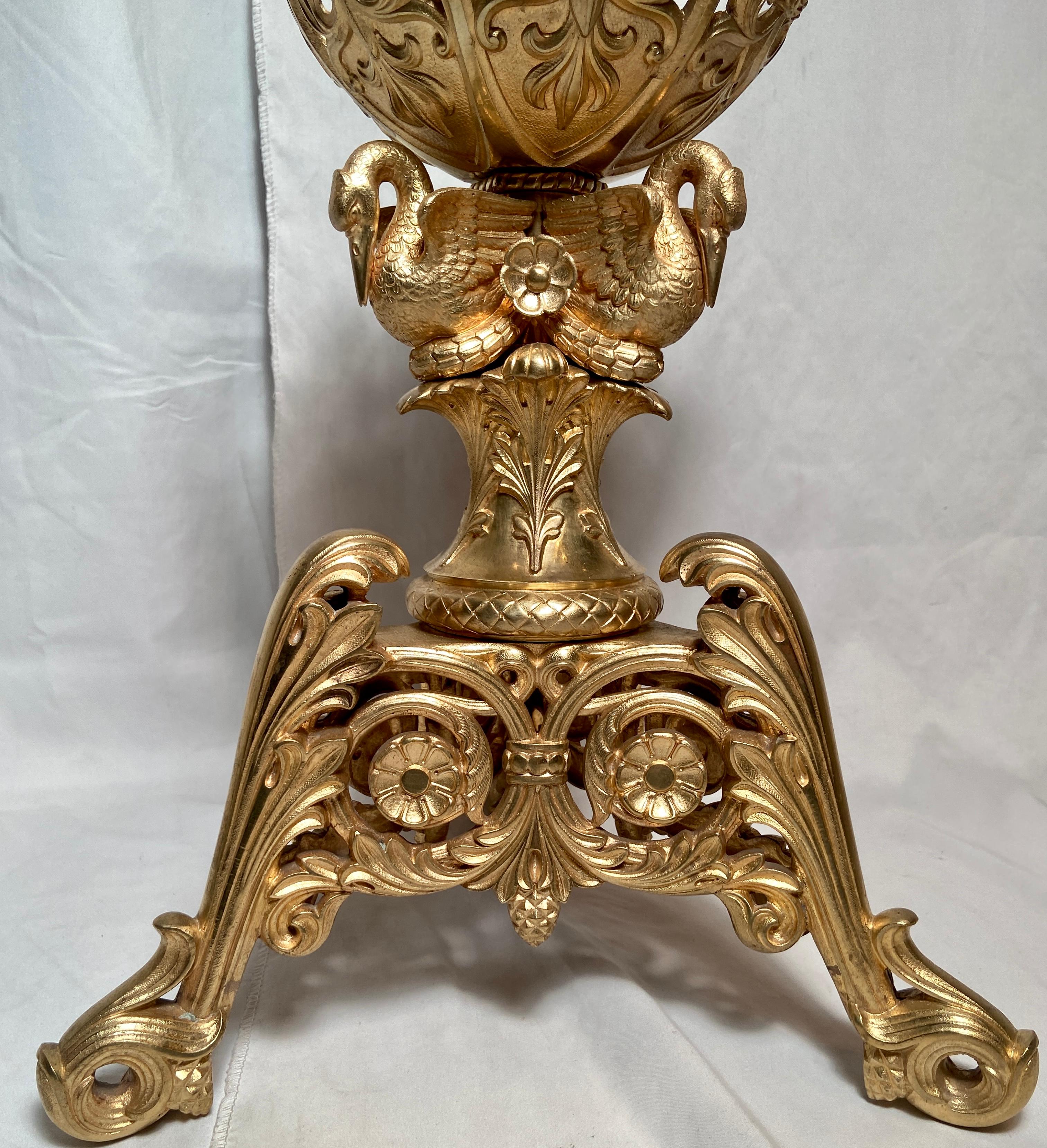 Set of 4 Large Antique Early 19th Century Gold Bronze Chateau Candle Holders In Good Condition In New Orleans, LA