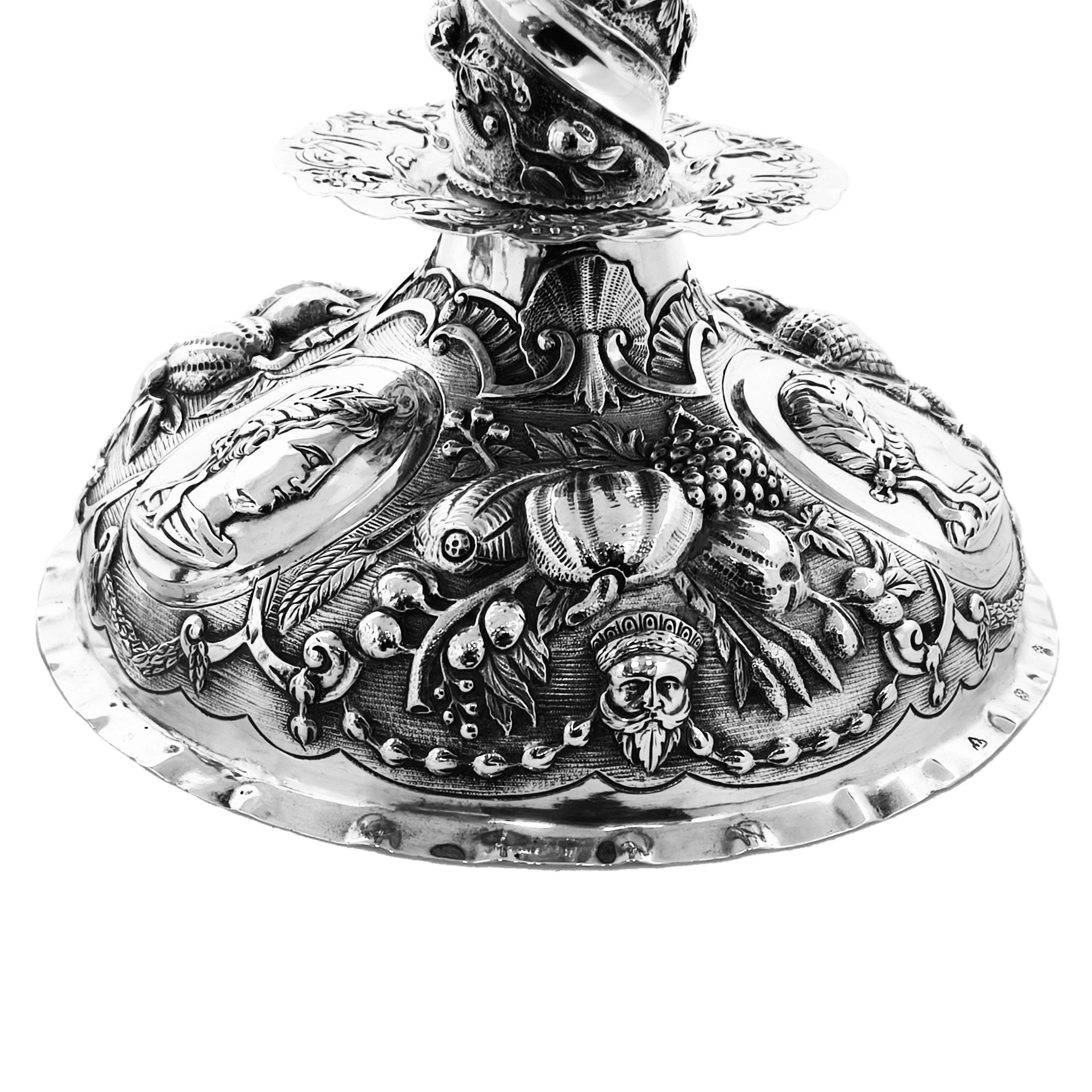 Satz von 4 großen antiken deutschen Silber-Kerzenleuchtern um 1890 im Angebot 1