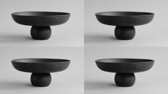 Set of 4 Large Black Ceramic Decorative Bowls, Contemporary Style