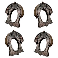 Set di 4 grandi finestre a occhio di bue di un castello francese in ghisa, 1880