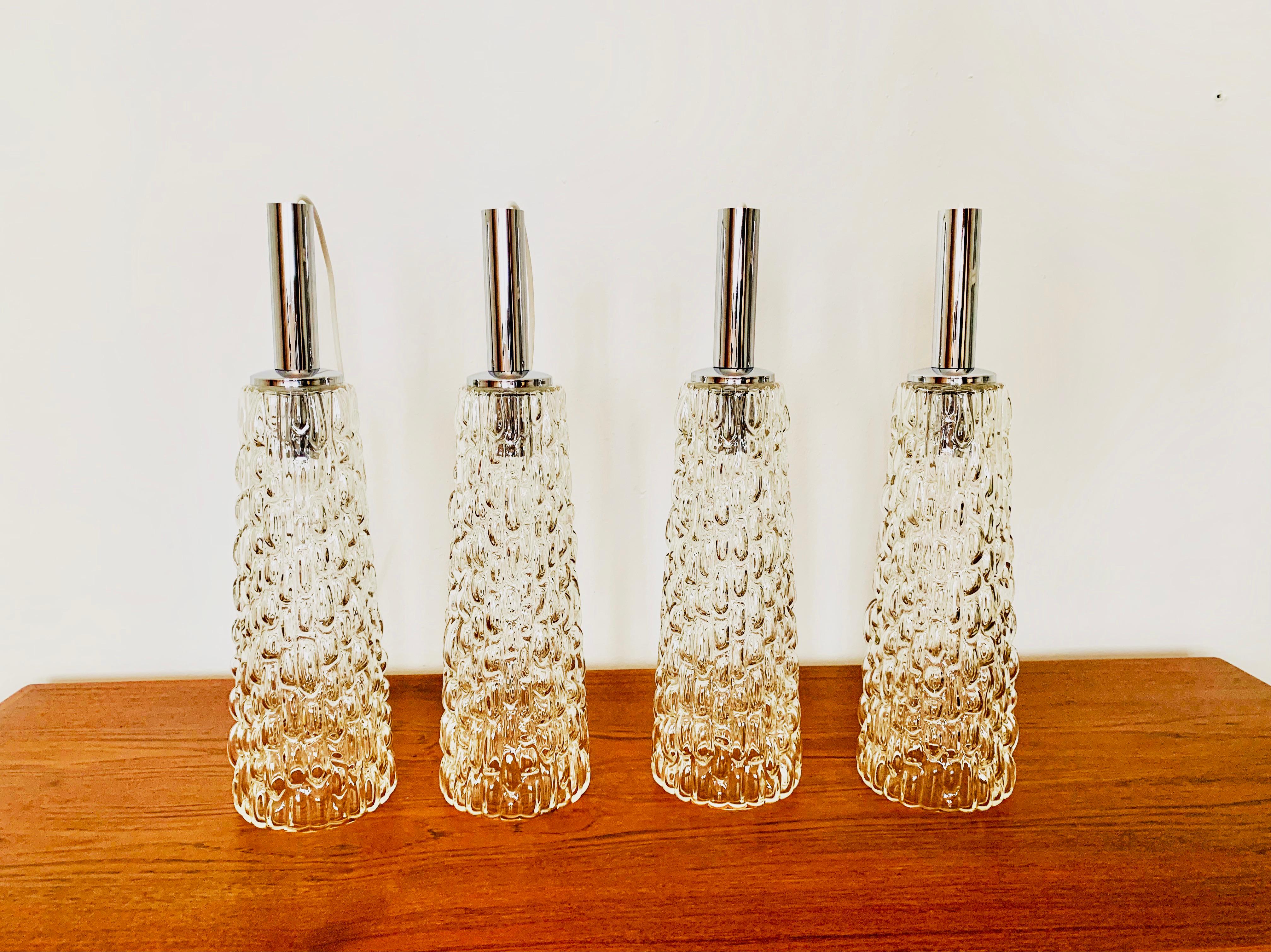 Set of 4 large crystal glass pendant lamps For Sale 6