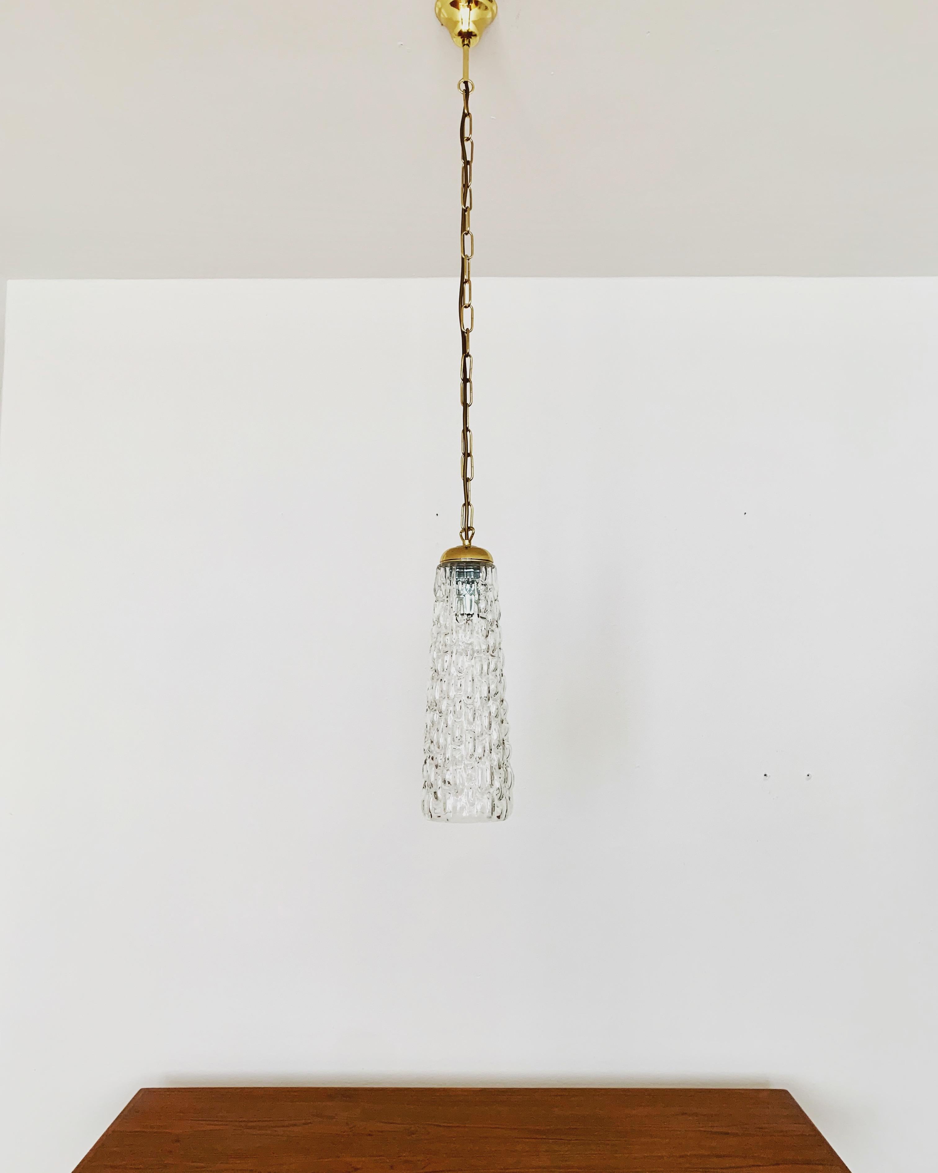 Mid-Century Modern Set of 4 Large Crystal Glass Pendant Lamps For Sale