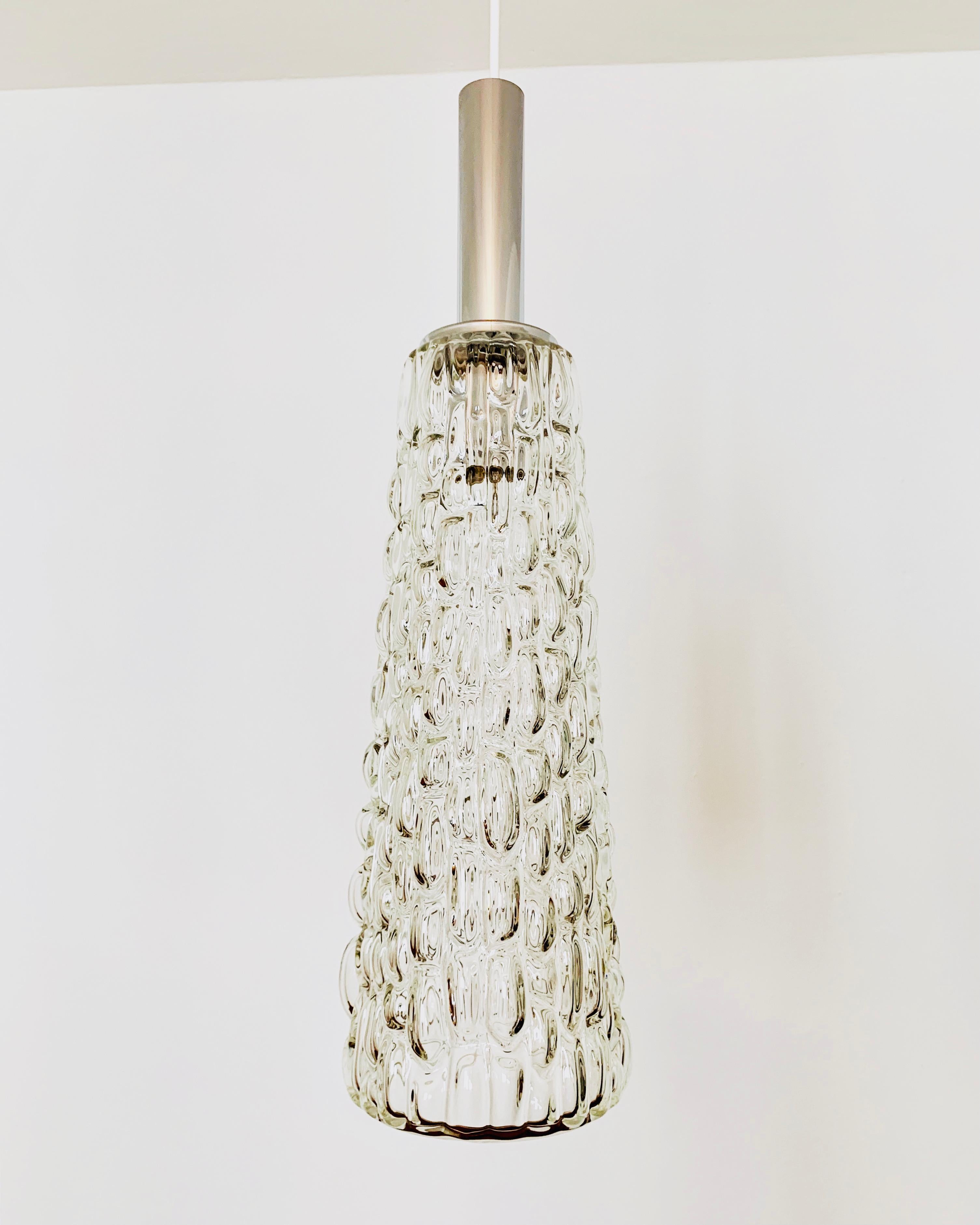 Mid-Century Modern Set of 4 large crystal glass pendant lamps For Sale