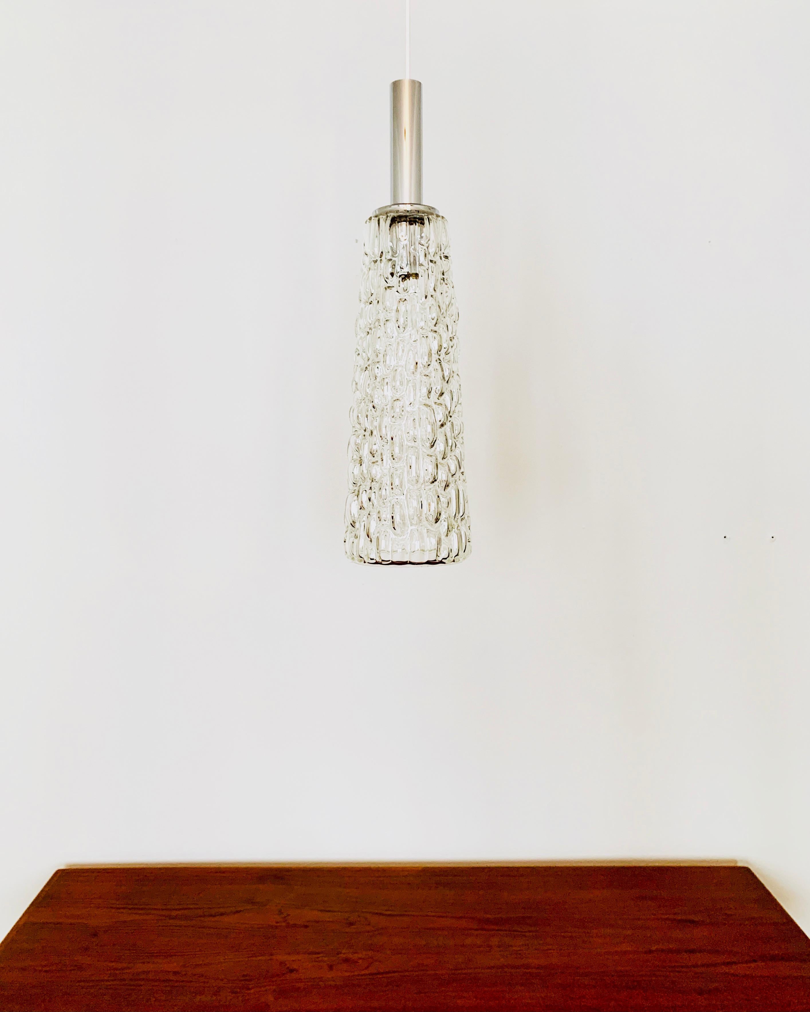 Mid-20th Century Set of 4 large crystal glass pendant lamps For Sale